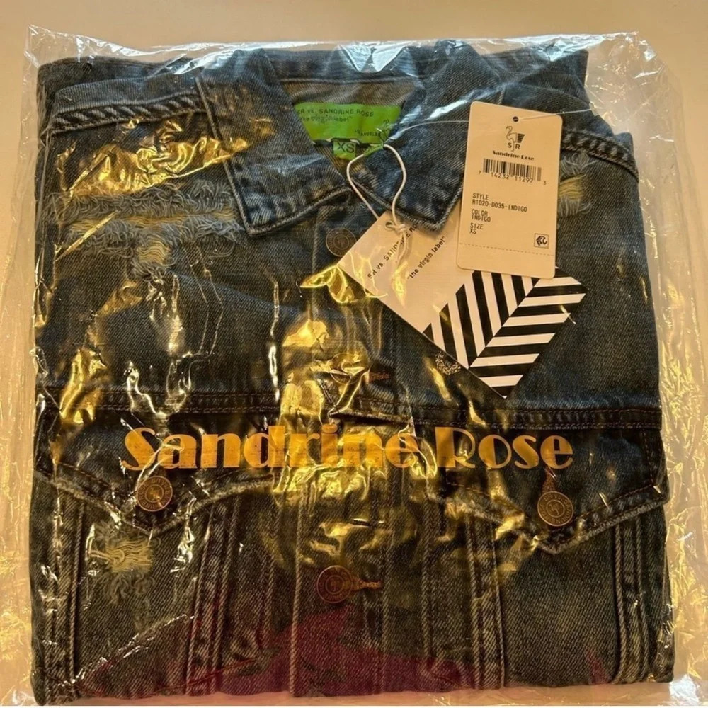 Free People x Sandrine Rose Boys Don’t Cry Distressed Denim Jacket - Picture 3 of 6